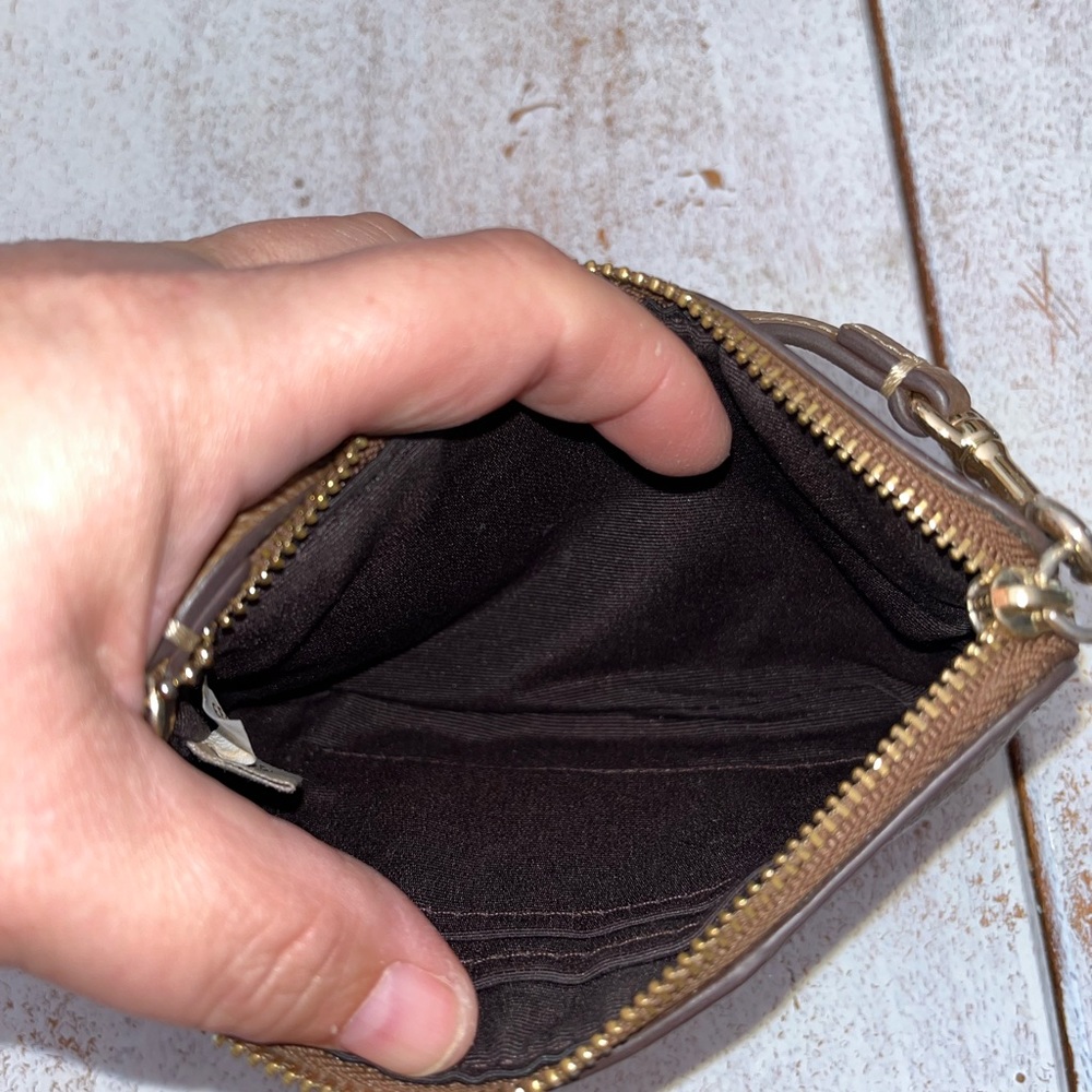 Coach PVC Corner Zip Wristlet Leather Stripe - Picture 8 of 12